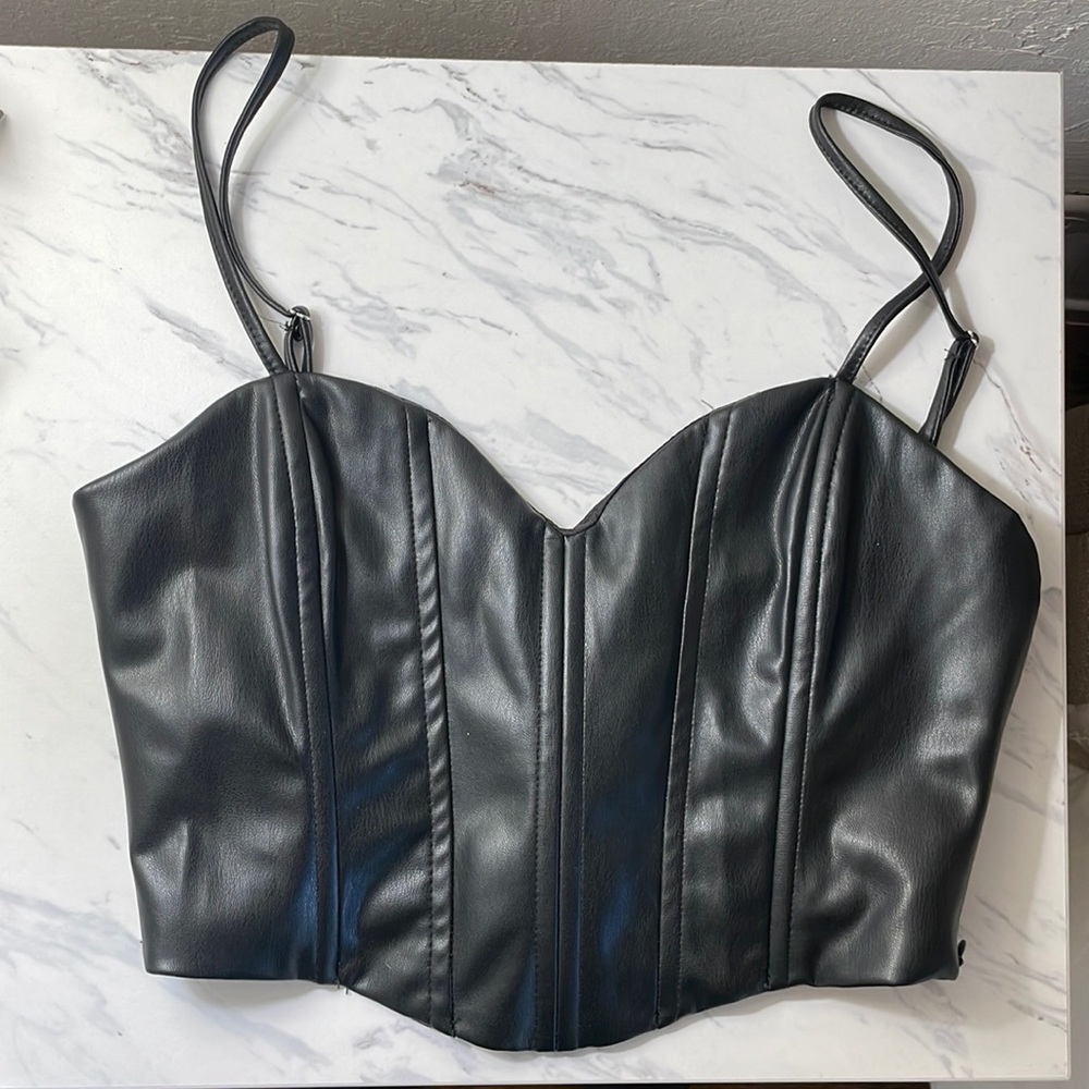 New With Tags Zara Vegan Leather Crop Top
